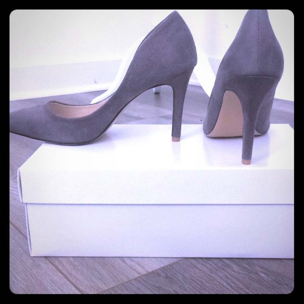 Gray suade heels